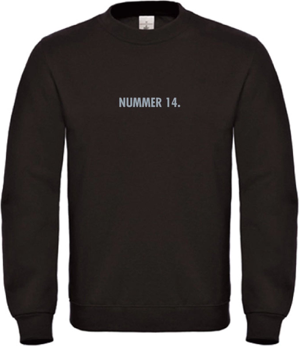 Sweater Zwart S - nummer 14 - grijs - soBAD. | Sweater unisex | Sweater man | Sweater dames | Voetbalheld | Voetbal | Legende